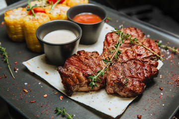 A juicy grilled meat steak.