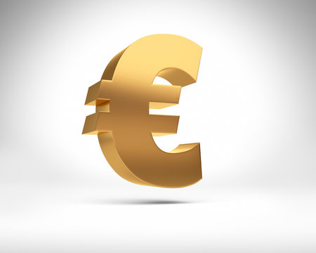 Goldenes Eurozeichen auf weissem Untergrund
