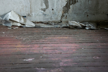 wooden floor in an abandoned house