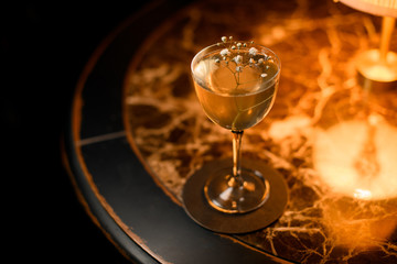 Close shot of drink on an expensive table