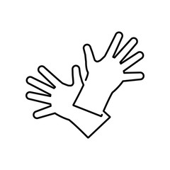 Icono plano lineal guantes de trabajo en color negro