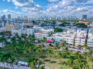 Aerial View of South Beach Miami and Downtown Miami on a Perfect Day