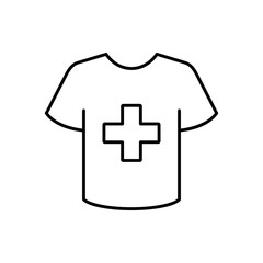 Obraz premium Icono plano lineal camiseta t con cruz grande en color negro