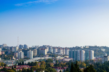 Fototapeta premium Large urban residential complex with tall houses