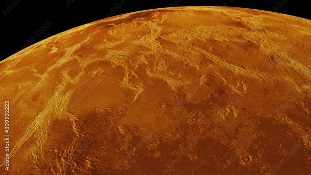 Poster rotation of the planet venus, computer generated. 3d rendering of realistic scientific background. e
