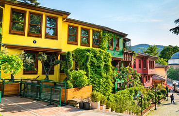 Traditional houses in Bursa, Turkey - obrazy, fototapety, plakaty