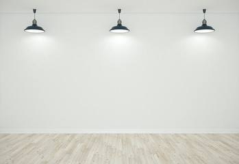 Empty wall with ceiling lamp - obrazy, fototapety, plakaty