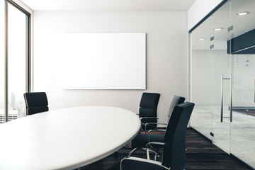 Conference room with empty poster