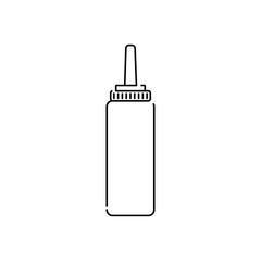 Icono plano lineal botella de plástico de ketchup en color negro