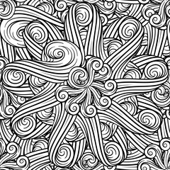 Black and white abstract tangle seamless pattern.
