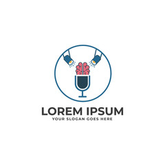 Creative and modern brainstorm podcast logo design template vector eps for use healthcare/science purpose