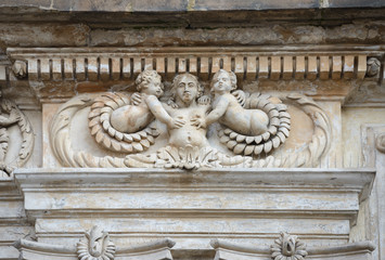 High relief on frieze of St. Salvator Church in Prague.