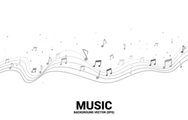 Fotobehang Vector music melody note dancing flow . Concept background for song and concert theme. © Panithan