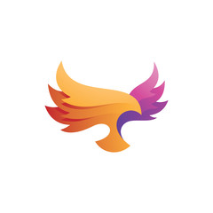 Abstract Flying Bird Wing Eagle Falcon Hawk or Phoenix Logo Icon