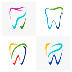 Set of Dental Logo Design Template. Creative Dentist Logo Concept. Dental Clinic Creative Company Vector Logo.