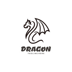 Line Mono Lineart of Dragon Wing Logo Icon