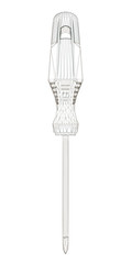 Polygonal screwdriver wireframe. Tool isolated on a white background. Side view. 3D. Vector illustration