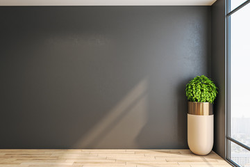 Interior room with blank gray wall
