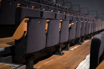 Empty seats in new modern amphitheater our lecture room