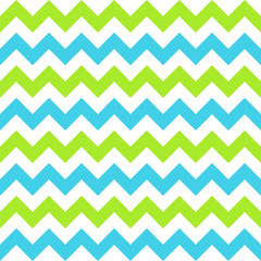 Seamless pattern with blue and green  zigzag. Vector illustration.