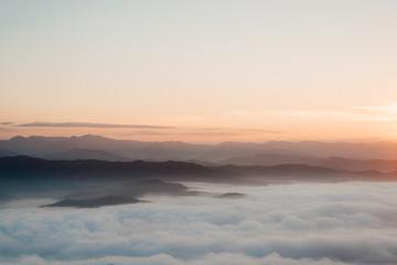Sunrise over the sea of mist.