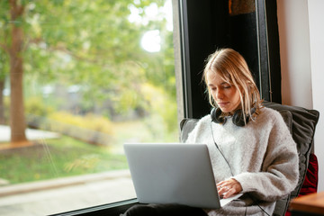 Portrait of young businesswoman working.