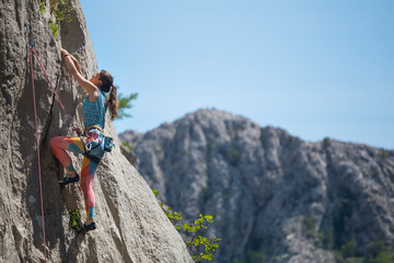 Rock climbing and mountaineering in the Paklenica National Park. - obrazy, fototapety, plakaty
