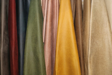 Metalic colorful leather samples