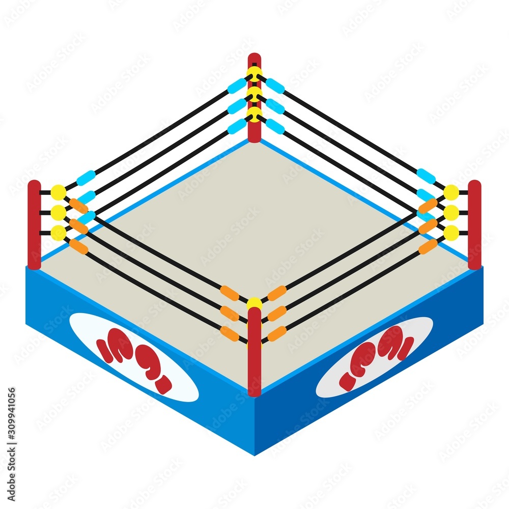 Poster boxing arena icon. isometric of boxing arena vector icon for web design isolated on white background