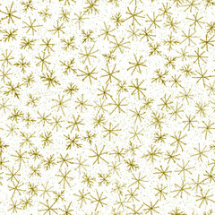 Hand Drawn green Snowflakes Christmas Seamless Pat