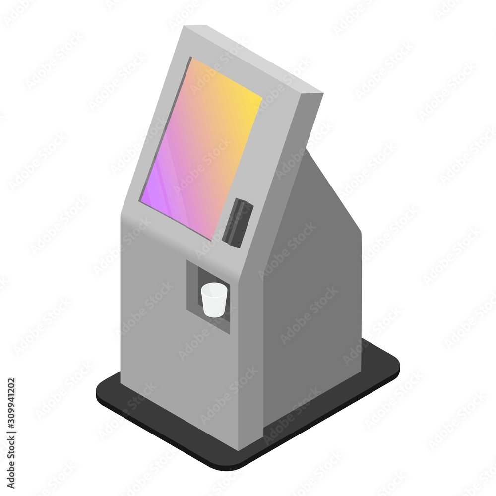 Poster payment kiosk icon. isometric of payment kiosk vector icon for web design isolated on white backgrou