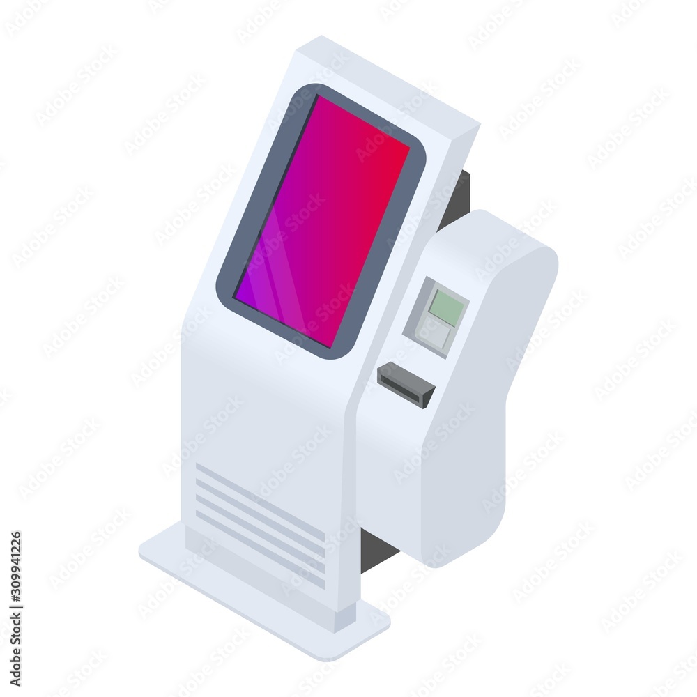 Aufkleber atm kiosk icon. isometric of atm kiosk vector icon for web design isolated on white background