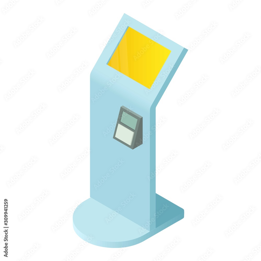 Poster touch screen kiosk icon. isometric of touch screen kiosk vector icon for web design isolated on whit