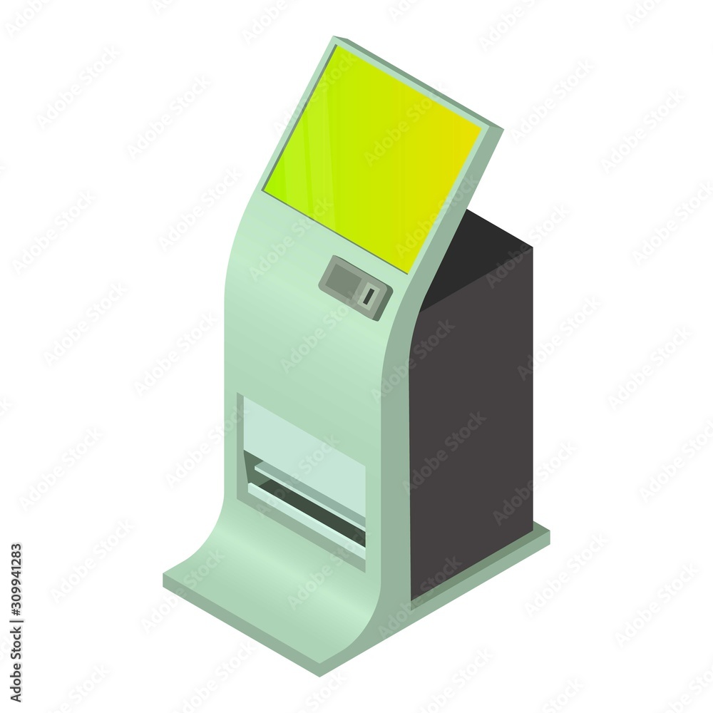 Poster computer kiosk icon. isometric of computer kiosk vector icon for web design isolated on white backgr