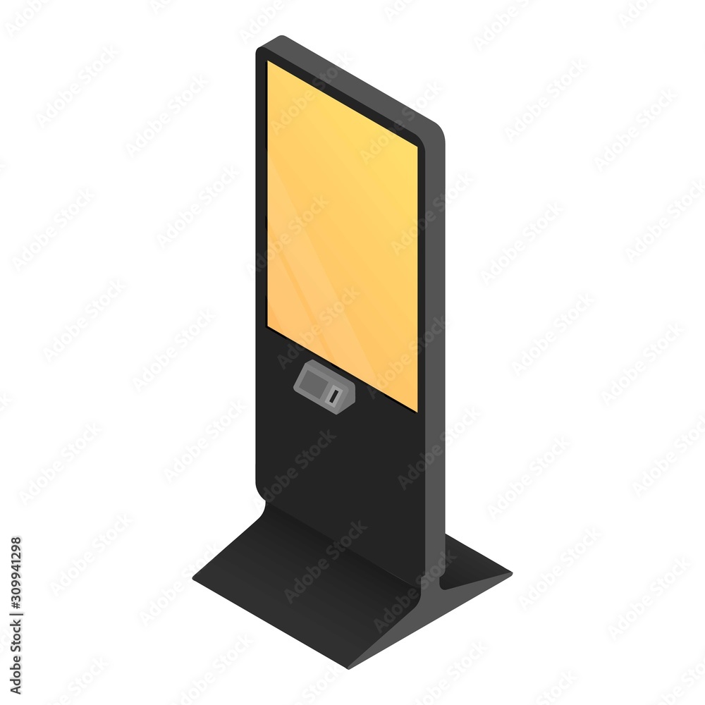 Poster interactive kiosk icon. isometric of interactive kiosk vector icon for web design isolated on white 