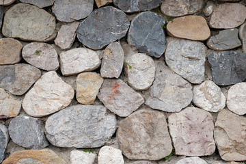 stone texture of cut and broken pieces embedded in the wall