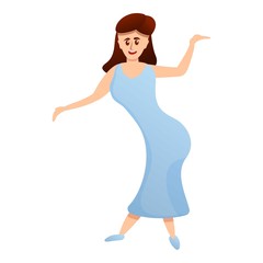 Dancing office woman icon. Cartoon of dancing office woman vector icon for web design isolated on white background