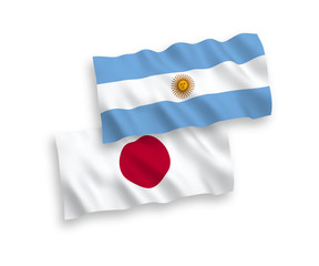 Flags of Japan and Argentina on a white background