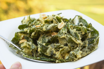 Stir fried tea leaf salad.