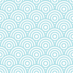 Fototapeta na wymiar Blue circle wave seamless pattern