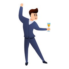 Happy office manager icon. Cartoon of happy office manager vector icon for web design isolated on white background