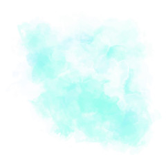 Blue watercolor background with white splash. Paint splash on paper. Pastel, delicate and subtle poster, banner. EPS 8. Copy space. Texture, grunge.