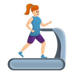 Girl run treadmill icon. Cartoon of girl run treadmill vector icon for web design isolated on white background