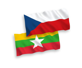 Flags of Czech Republic and Myanmar on a white background