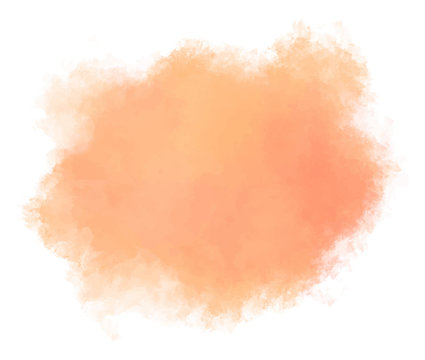Watercolor soft orange background. Vector abstract illustration. Texture for graphics. Colorful, pastel paint splash, stain on white isolated background. Copy space. EPS 8.  Light and delicate.