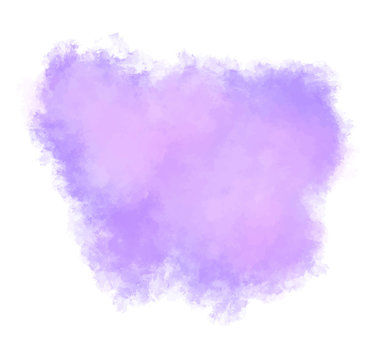 Watercolor stain in beautiful purple. Vector illustration of abstract paint splash. Graphic design with texture. Flower and love grunge. EPS 8. Subtle and delicate transition. 