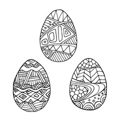 Vector illustration. Easter Eggs. Coloring. Doodle style.