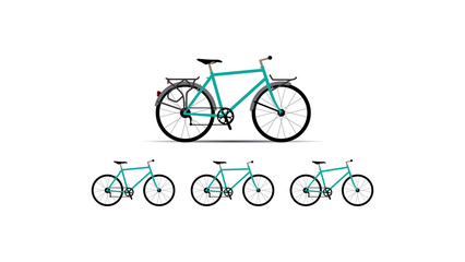 Vector in flat design of people outdoor in the park on weekend. Bike for the city. Bicycle vector illustration.