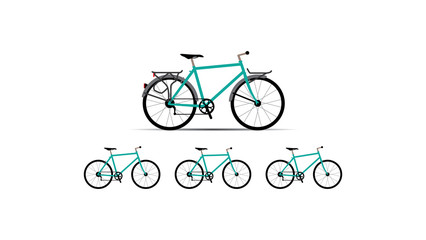 Obraz premium Vector in flat design of people outdoor in the park on weekend. Bike for the city. Bicycle vector illustration.