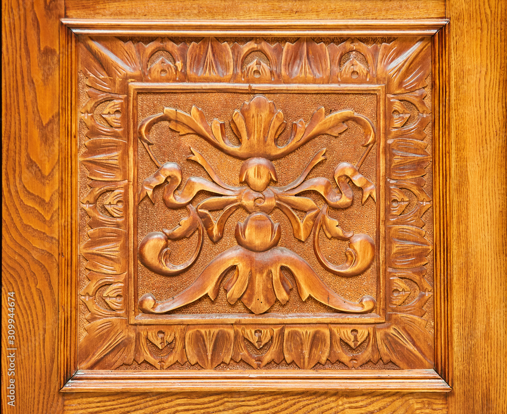 Wall mural wood pattern decorative bas-relief on the surface